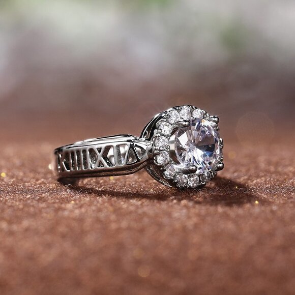 ▶14K WHITE GOLD DAINTY DIAMOND FASHION ANILLOS HOLLOW BAND RING, L125 - Picture 2 of 10